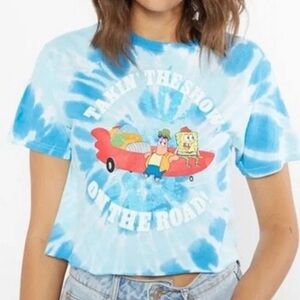 SpongeBob Squarepants Blue Crop Top Tie-Dye